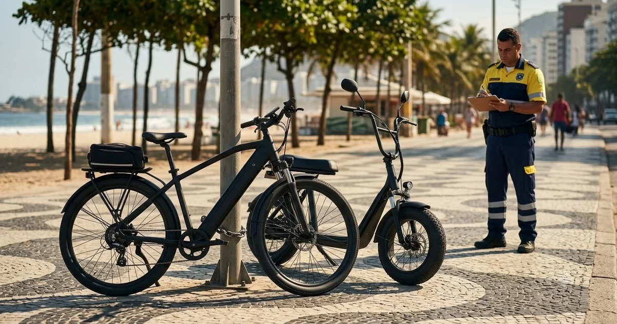 Fiscalização das regras para patinete elétrico no Rio na orla de Copacabana